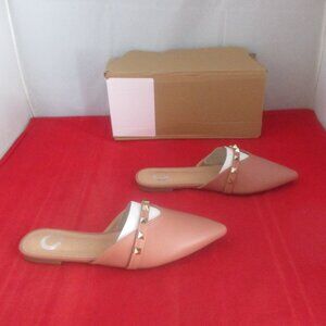 Journee Collection Dreah Studded Pointed Toe Mules $45 US Size 6 - Blush - 1142